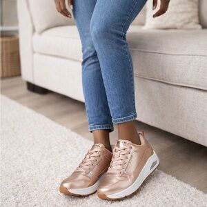 Skechers Metallic Gold Lace-Up Sneakers